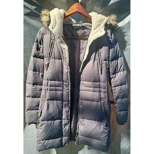 Lauren Ralph Lauren Down‎ Puffer Jacket Womens Size XS Hooded Parka Sherpa